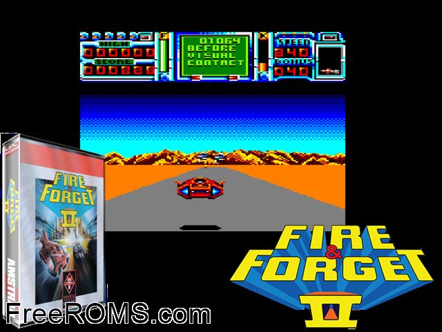 Fire and Forget 2 (UK) (1990) Amstrad CPC game showing 3D box cover and gameplay screenshot