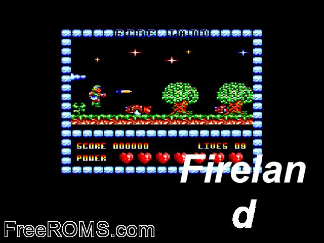 Fireland (F) (1991) Amstrad CPC game showing 3D box cover and gameplay screenshot