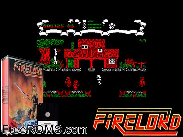 Firelord (UK) (1986) Amstrad CPC game showing 3D box cover and gameplay screenshot