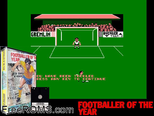 Footballer of the Year (UK) (1986) Amstrad CPC game showing 3D box cover and gameplay screenshot