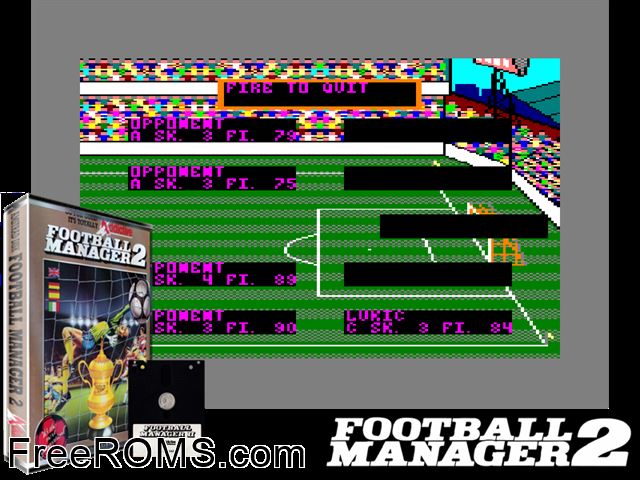 Football Manager 2 (UK) (1988) Amstrad CPC game showing 3D box cover and gameplay screenshot