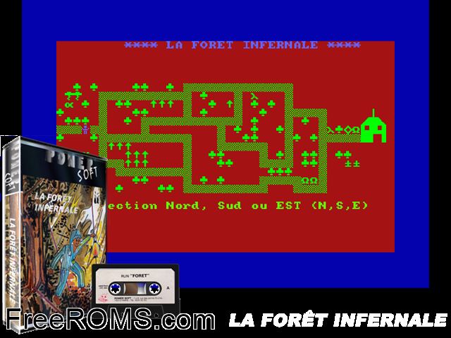 Foret Infernale, La (F) (1985) Amstrad CPC game showing 3D box cover and gameplay screenshot