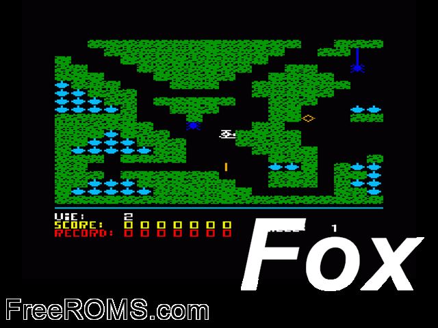 Fox (F) (1985) Amstrad CPC game showing 3D box cover and gameplay screenshot