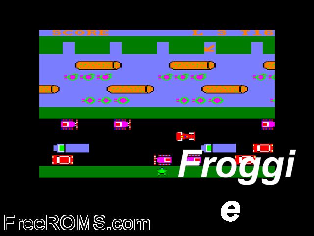 Froggie by Steve Chambers (UK) (1985) (PD) Amstrad CPC game showing 3D box cover and gameplay screenshot