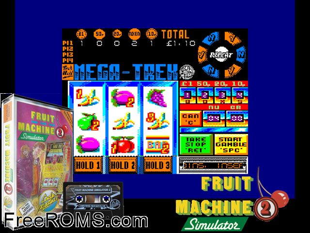 Fruit Machine Simulator 2 (UK) (1990) Amstrad CPC game showing 3D box cover and gameplay screenshot