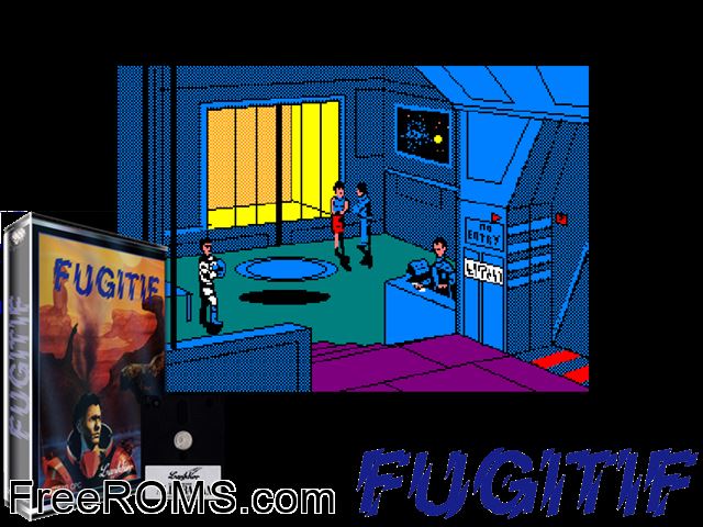 Fugitif (F) (1991) (Disk 4 of 4) Amstrad CPC game showing 3D box cover and gameplay screenshot