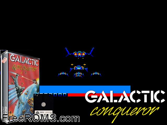 Galactic Conqueror (UK) (1988) Amstrad CPC game showing 3D box cover and gameplay screenshot