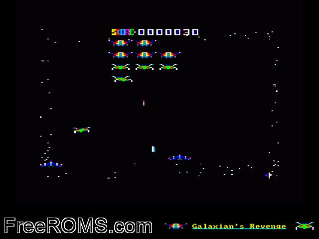 Galaxian's Revenge (UK) (19xx) Amstrad CPC game showing 3D box cover and gameplay screenshot