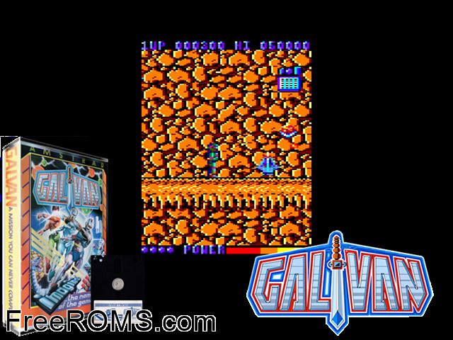 Galvan (UK) (1986) Amstrad CPC game showing 3D box cover and gameplay screenshot