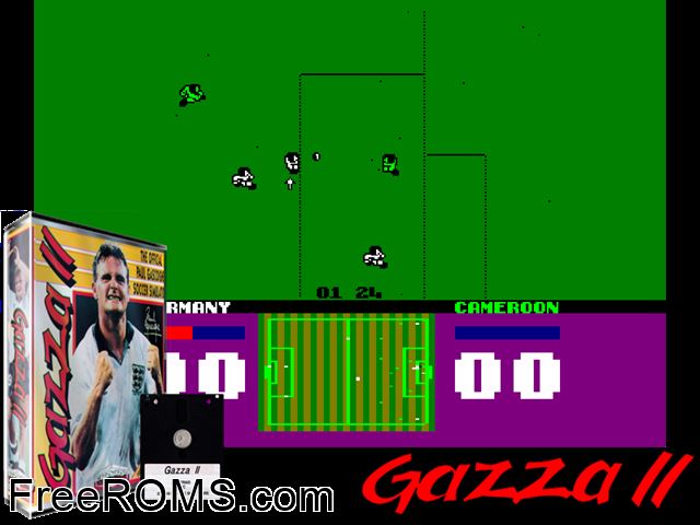 Gazza 2 (UK) (1990) Amstrad CPC game showing 3D box cover and gameplay screenshot