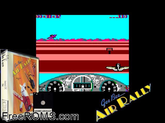 Gee Bee Air Rally (UK) (1987) Amstrad CPC game showing 3D box cover and gameplay screenshot