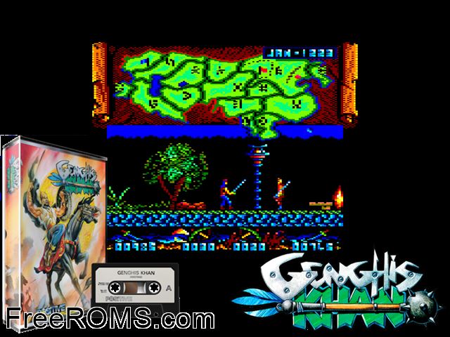 Ghengis Kahn (UK) (19xx) Amstrad CPC game showing 3D box cover and gameplay screenshot