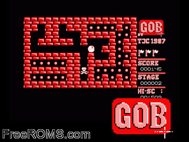 GOB (UK) (1988) Amstrad CPC game showing 3D box cover and gameplay screenshot