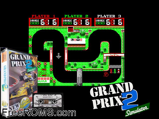 Grand Prix Simulator 2 (UK) (1989) Amstrad CPC game showing 3D box cover and gameplay screenshot