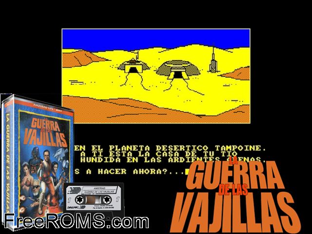 Guerra De Las Vajillas, La (S) (1988) Amstrad CPC game showing 3D box cover and gameplay screenshot
