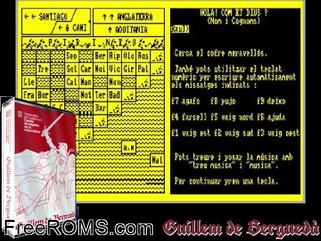 Guillem de Bergueda (S) (19xx) Amstrad CPC game showing 3D box cover and gameplay screenshot