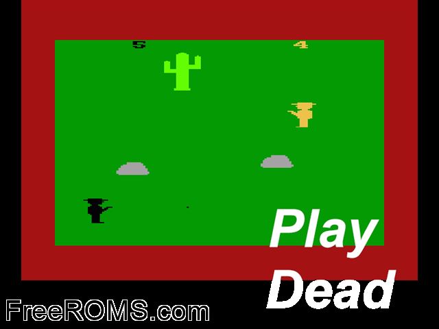 Gunslinger - Play Dead (UK) (1989) Amstrad CPC game showing 3D box cover and gameplay screenshot