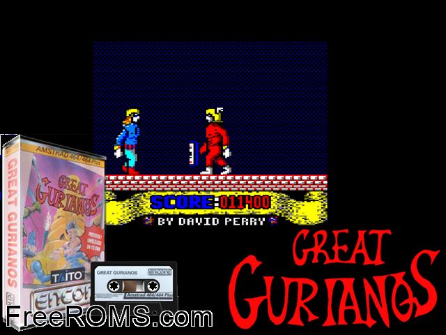 Gurianos (UK) (1987) Amstrad CPC game showing 3D box cover and gameplay screenshot