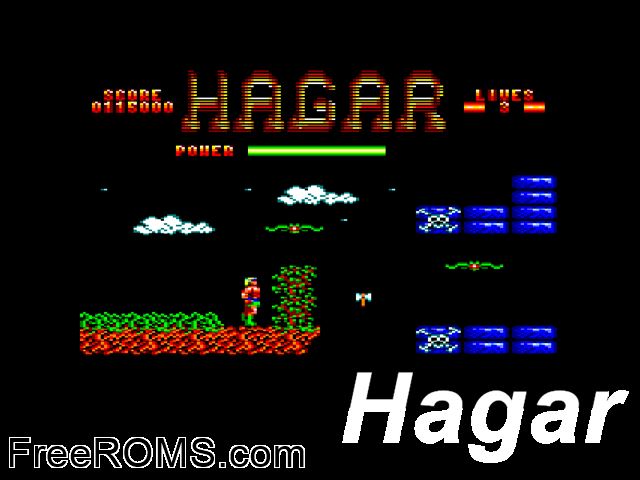 Hagar (UK) (1989) Amstrad CPC game showing 3D box cover and gameplay screenshot