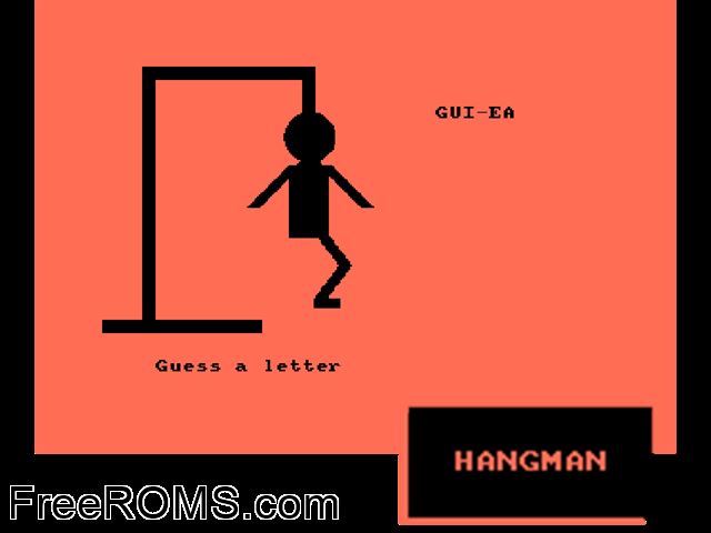 Hangman 2 (UK) (19xx) Amstrad CPC game showing 3D box cover and gameplay screenshot