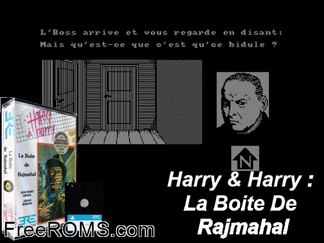 Harry and Harry - Boite De Rajmahal (F) (1986) Amstrad CPC game showing 3D box cover and gameplay screenshot