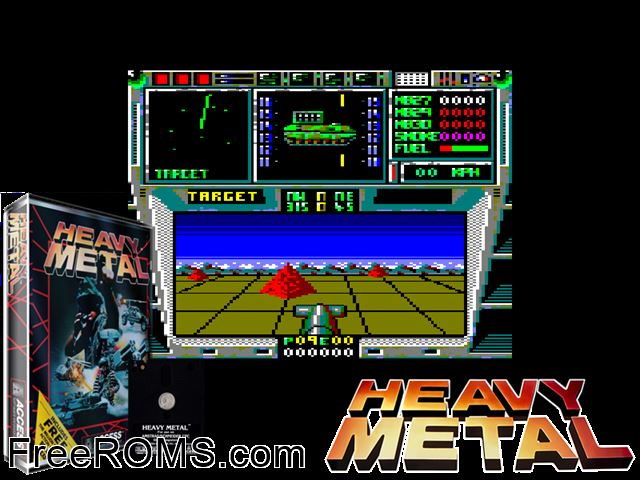 Heavy Metal (UK) (1990) Amstrad CPC game showing 3D box cover and gameplay screenshot