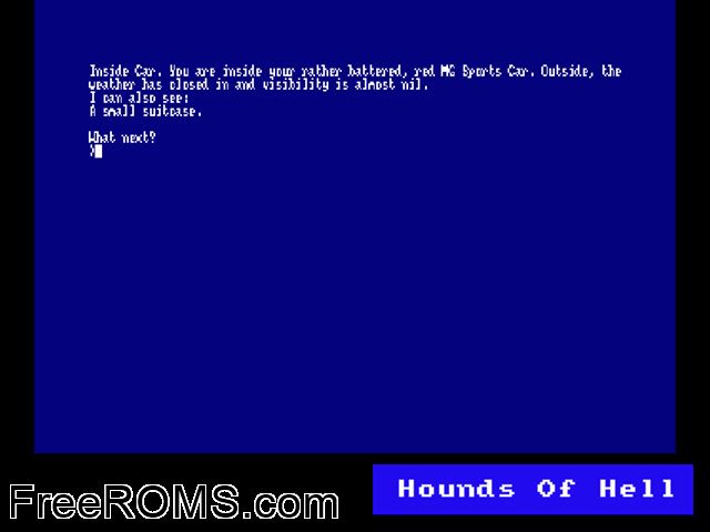 Hounds of Hell (UK) (19xx) Amstrad CPC game showing 3D box cover and gameplay screenshot