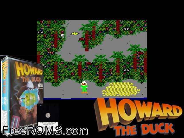 Howard The Duck (UK) (1987) Amstrad CPC game showing 3D box cover and gameplay screenshot