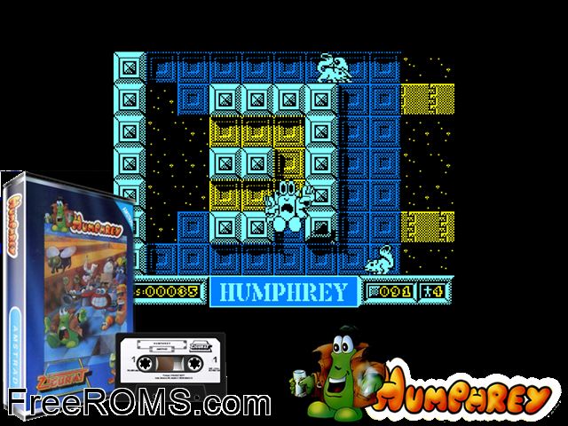 Humphrey (S) (1988) Amstrad CPC game showing 3D box cover and gameplay screenshot