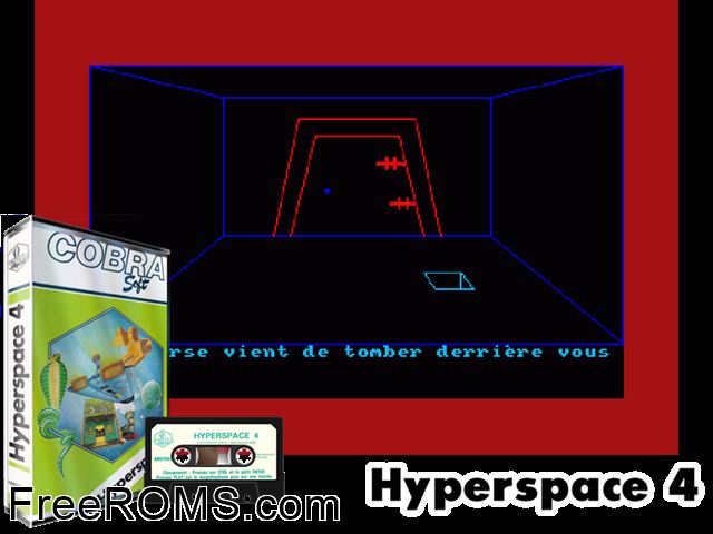 Hyperspace - Aventures Spatio-Temporelles (F) (1985) Amstrad CPC game showing 3D box cover and gameplay screenshot