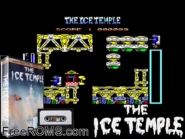Ice Temple, The (UK) (1989) Amstrad CPC game showing 3D box cover and gameplay screenshot