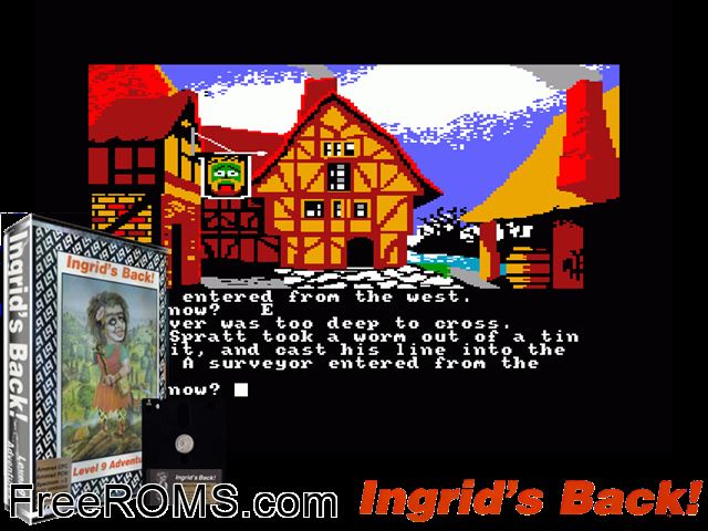 Ingrid's Back (UK) (1988) (Disk 1 of 2) Amstrad CPC game showing 3D box cover and gameplay screenshot