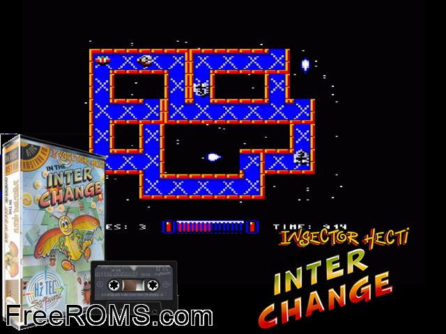 Interchange (UK) (1991) [t1] Amstrad CPC game showing 3D box cover and gameplay screenshot