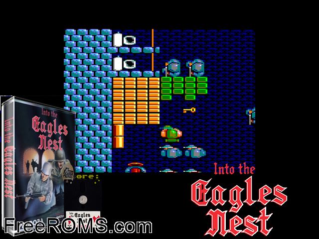 Into the Eagle's Next (UK) (1987) Amstrad CPC game showing 3D box cover and gameplay screenshot