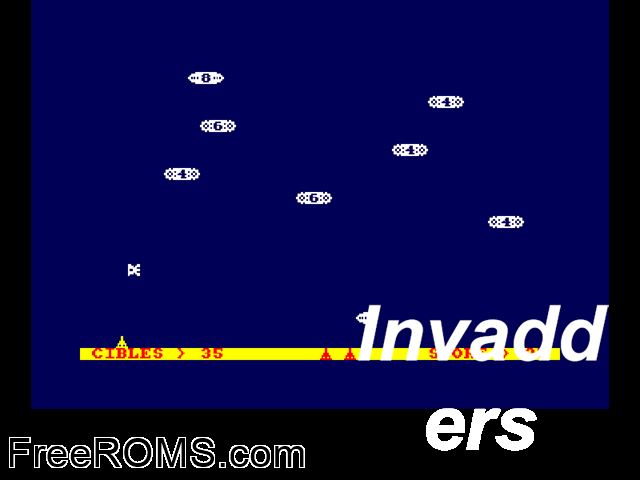 Invadder (UK) (19xx) Amstrad CPC game showing 3D box cover and gameplay screenshot