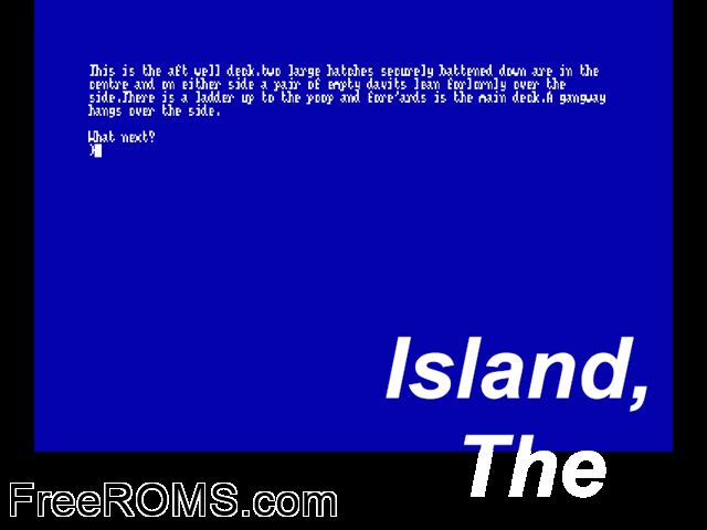 Island (UK) (1985) Amstrad CPC game showing 3D box cover and gameplay screenshot