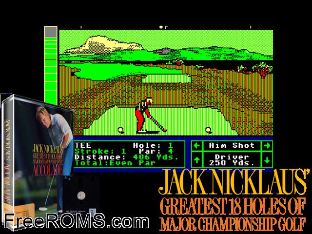 Jack Nicklaus Golf (UK) (1989) (Disk 4 of 4) Amstrad CPC game showing 3D box cover and gameplay screenshot