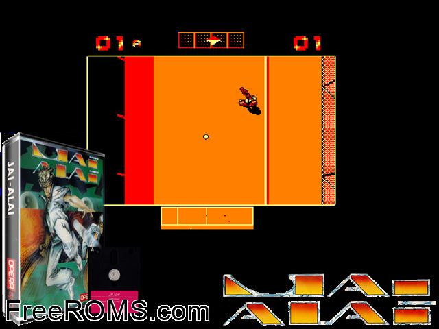 Jai-Alai (S) (1990) Amstrad CPC game showing 3D box cover and gameplay screenshot