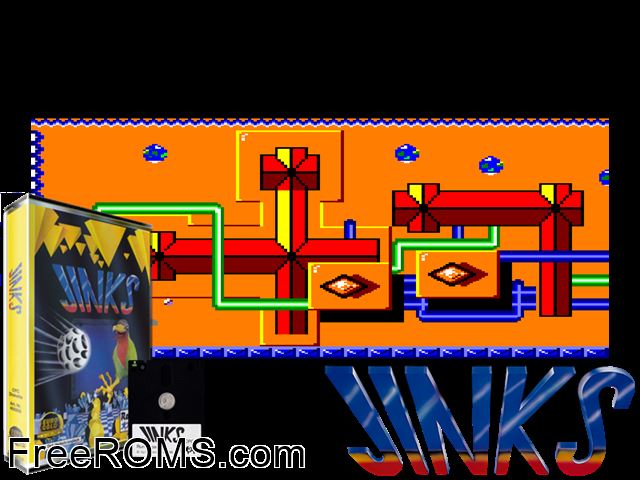 Jinks (UK) (1988) Amstrad CPC game showing 3D box cover and gameplay screenshot