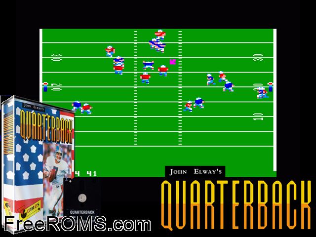 John Elway's Quarterback (UK) (19xx) Amstrad CPC game showing 3D box cover and gameplay screenshot