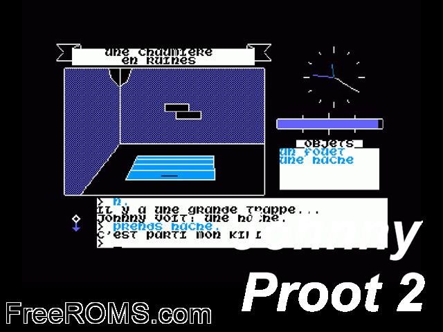 Johnny Proot 2 (F) (19xx) Amstrad CPC game showing 3D box cover and gameplay screenshot