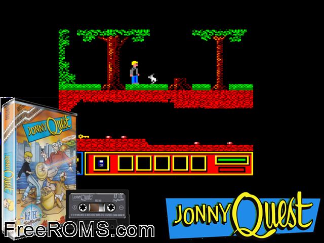 Jonny Quest (UK) (1991) Amstrad CPC game showing 3D box cover and gameplay screenshot