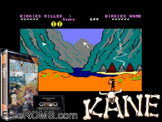 Kane (UK) (1986) Amstrad CPC game showing 3D box cover and gameplay screenshot