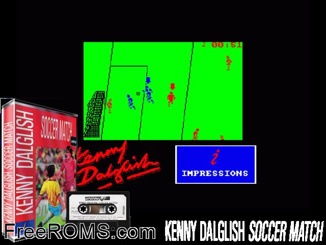 Kenny Dalglish Soccer Match (UK) (1990) Amstrad CPC game showing 3D box cover and gameplay screenshot