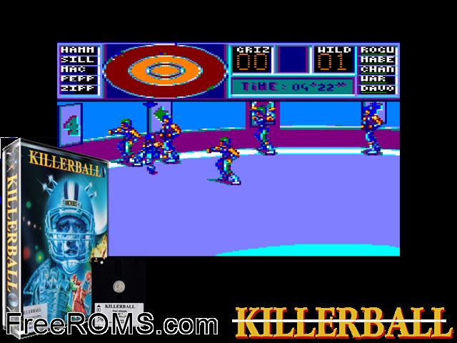 Killer Ball (UK) (1991) Amstrad CPC game showing 3D box cover and gameplay screenshot
