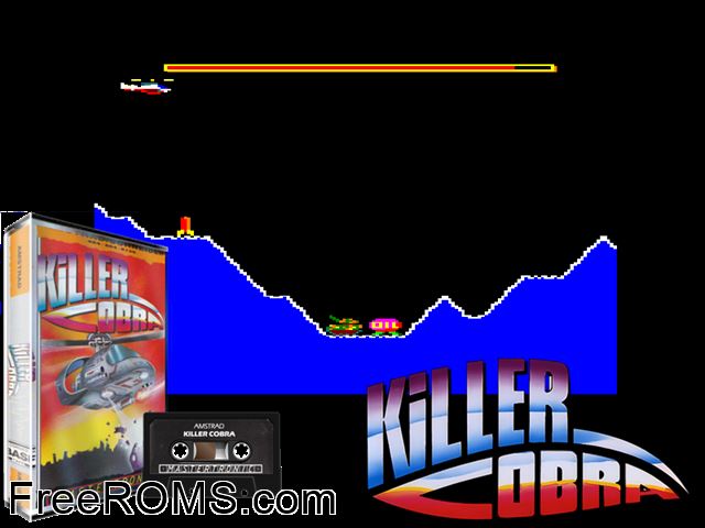 Killer Cobra (UK) (1987) Amstrad CPC game showing 3D box cover and gameplay screenshot