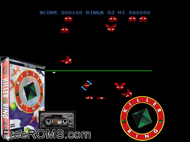 Killer Ring (UK) (1987) Amstrad CPC game showing 3D box cover and gameplay screenshot