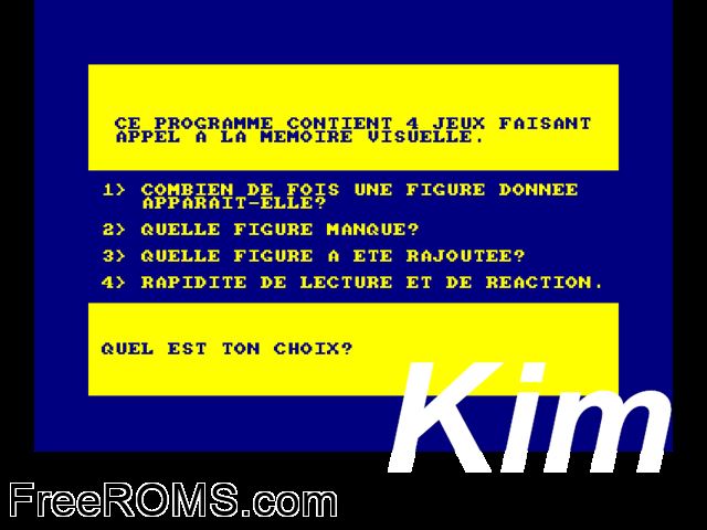 Kim (F) (1986) Amstrad CPC game showing 3D box cover and gameplay screenshot