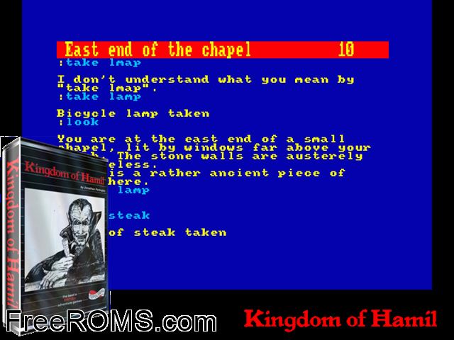 Kingdom of Hamil (UK) (1987) Amstrad CPC game showing 3D box cover and gameplay screenshot
