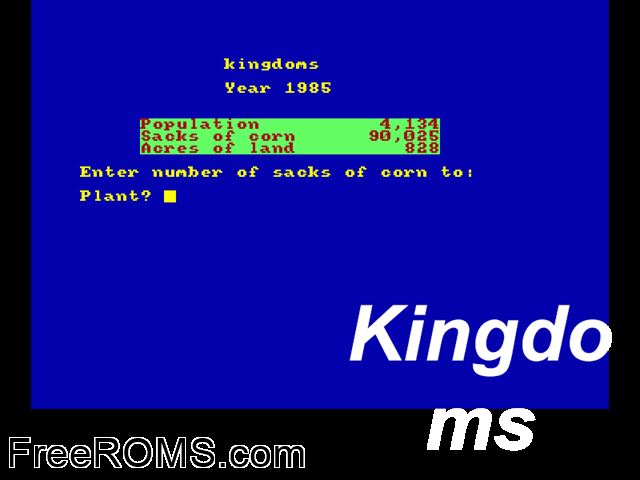 Kingdoms (UK) (1985) Amstrad CPC game showing 3D box cover and gameplay screenshot